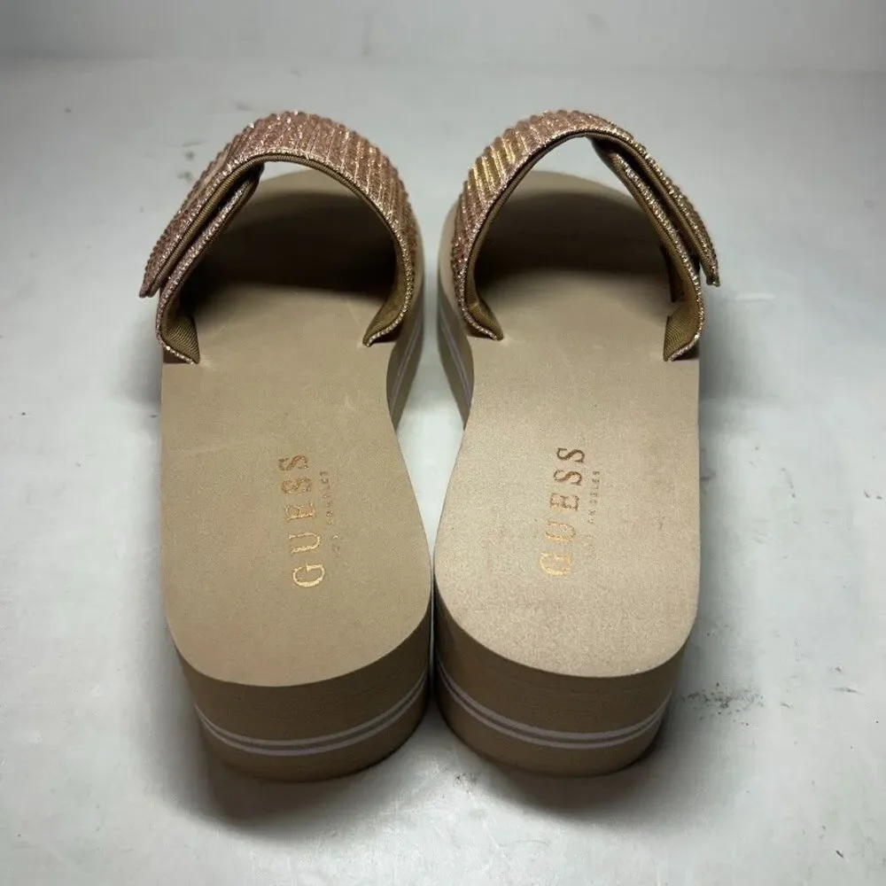 GUESS Womens 7 M Light Pink Abet Open Toe Platform Slide Sandals NEW FX2